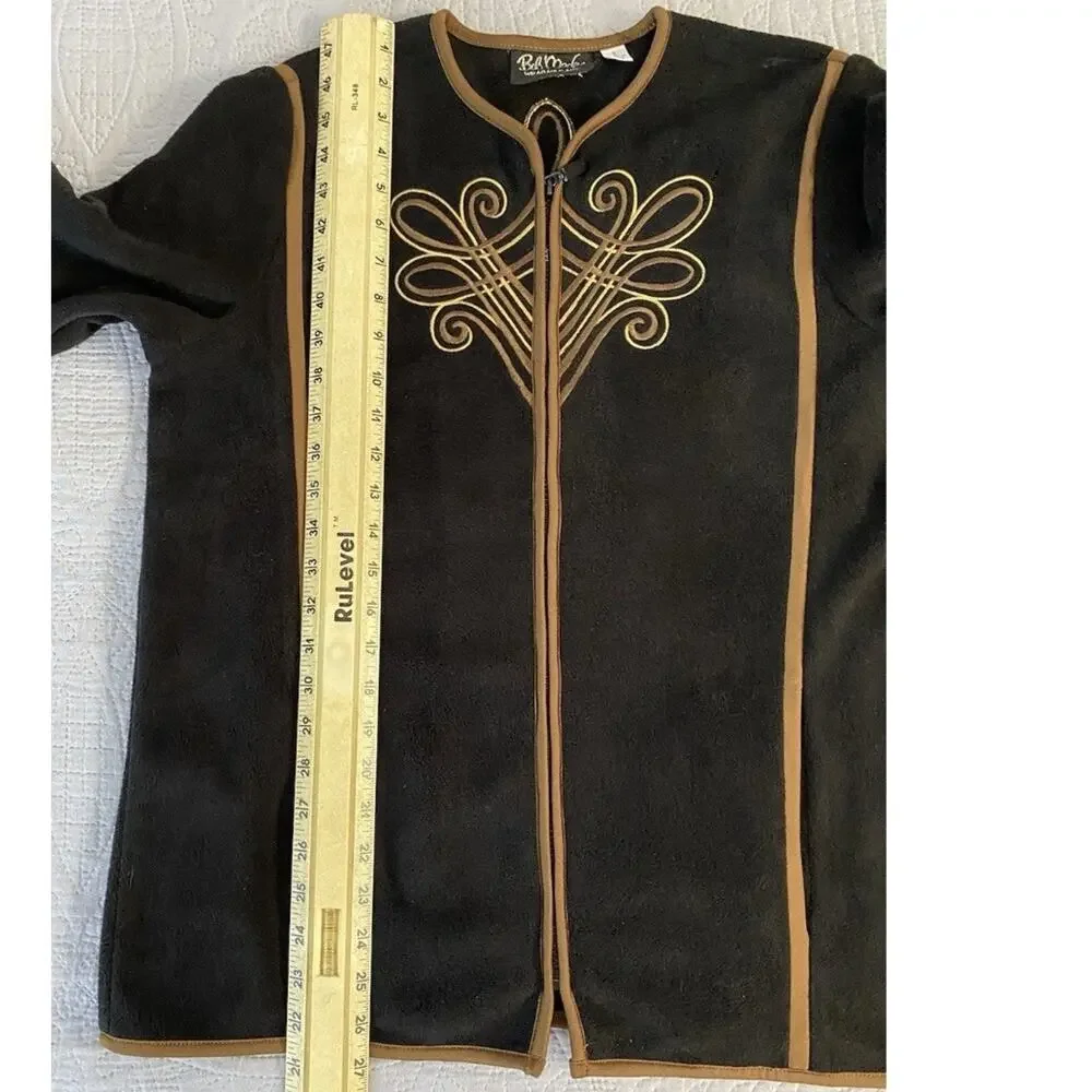 Bob Mackie Sz S Wearable Art Fleece Jacket L/S Women's Embroidered Full Zip - Picture 7 of 8